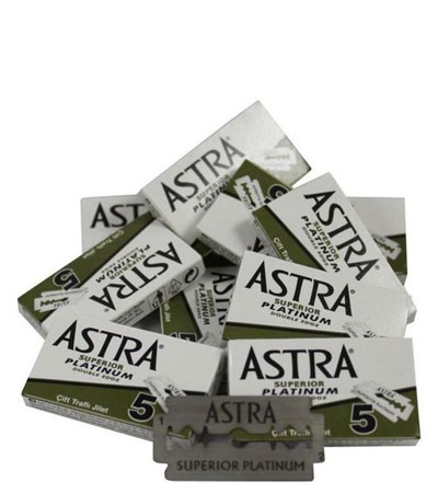 Блок сменных лезвий для безопасной бритвы "ASTRA" Superior Platinum 20 блочков по 5 лезвий  (блок зеленого  цвета)