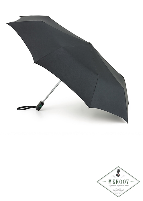 Плоский черный мужской зонт, автомат, OpenClose-17, Fulton G819-01