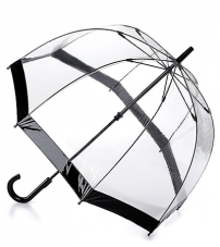 Прозрачный женский зонт-трость с полосой черного цвета, механика, Birdcage, Fulton L041-01